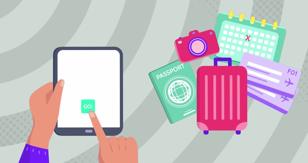 Digital Travel Preparation with Tablet Exploring Adventure