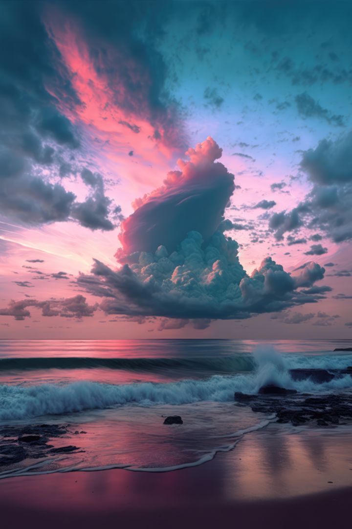 Dramatic Sunset over Ocean with Stunning Cloud Formation - Free Images, Stock Photos and Pictures on Pikwizard.com