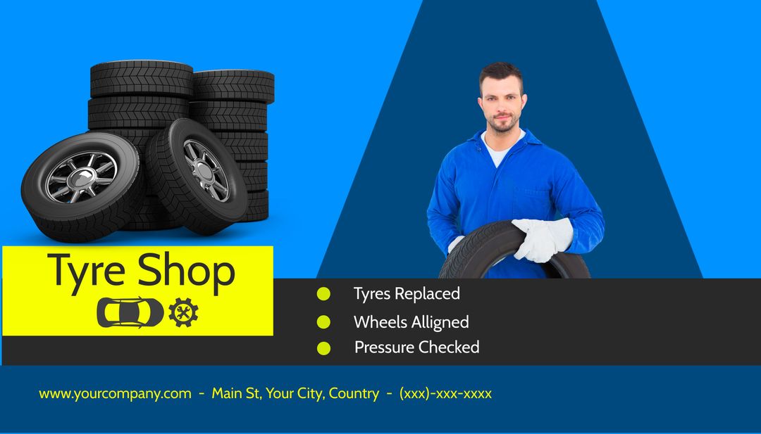 Mechanic Displaying Tire Replacement Services