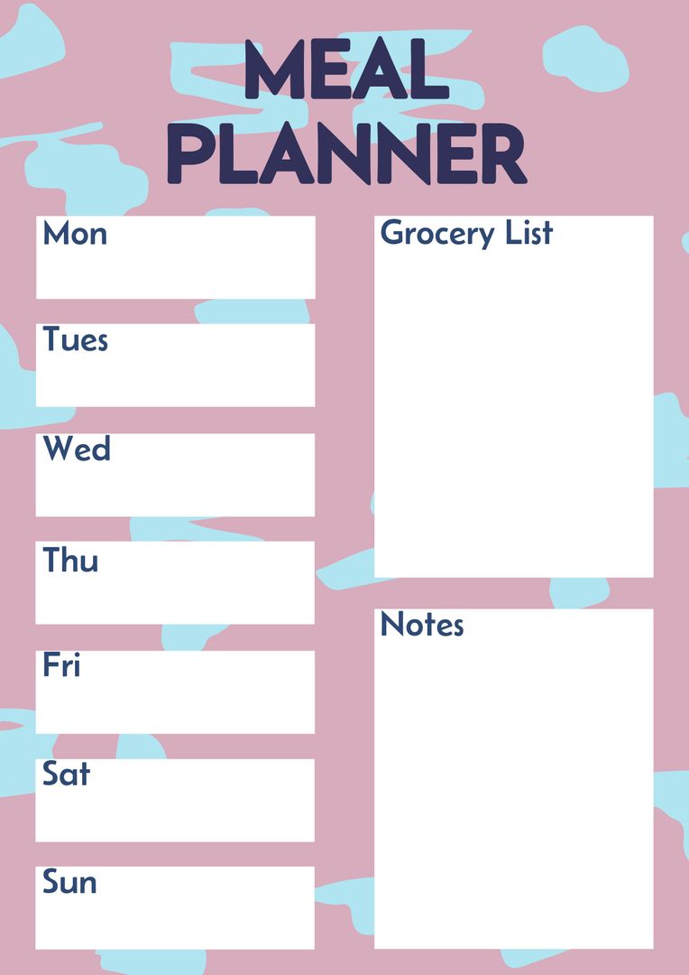 Colorful Weekly Meal Planner with Grocery and Notes Sections