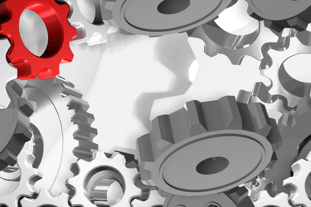 Intricate Gears Interlocking on Transparent Background