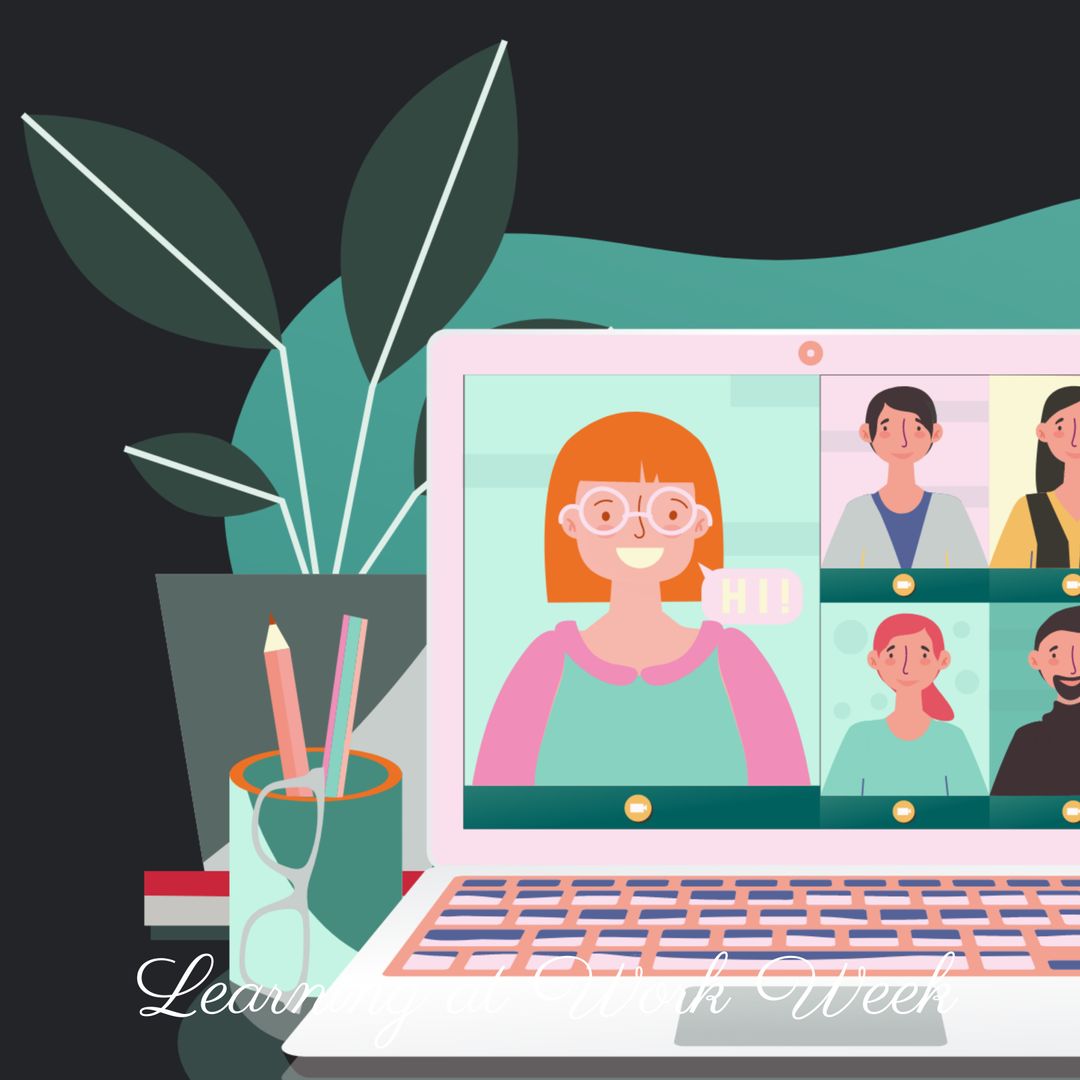 Virtual Meeting Illustration Featuring Coworkers on Laptop Screen