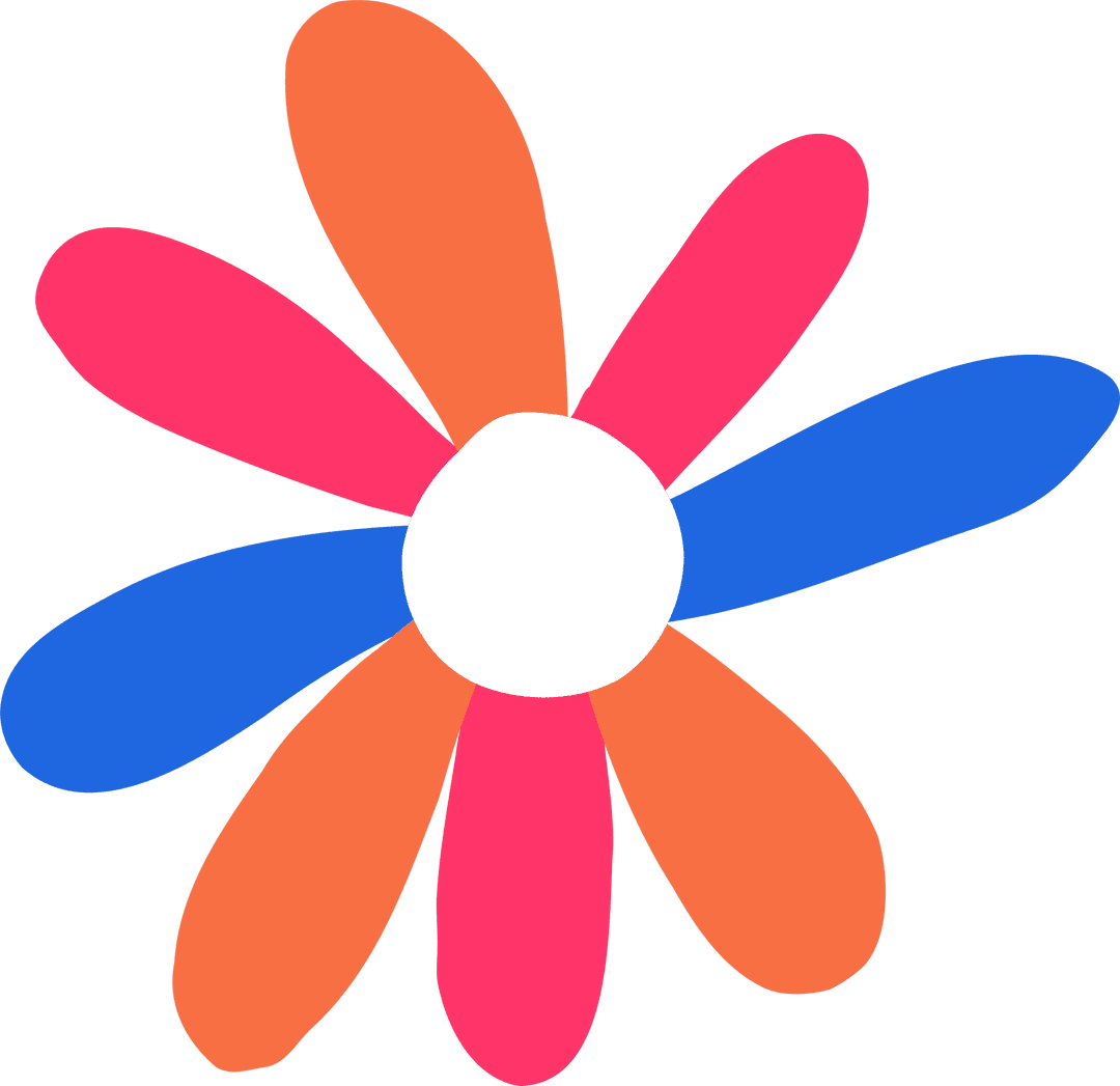 Vibrant Floral Icon with Multicolor Petals on Transparent Background