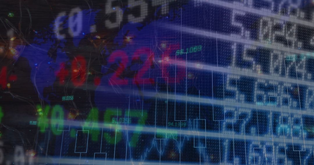 Global Stock Market Data Visualization with World Map Overlay