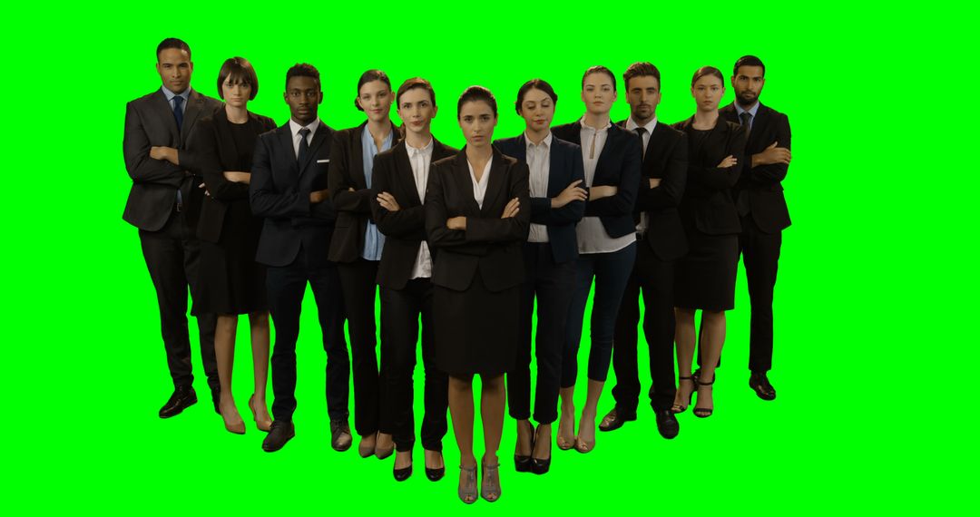 Diverse Business Team Standing with Arms Crossed Against Green Screen - Free Images, Stock Photos and Pictures on Pikwizard.com