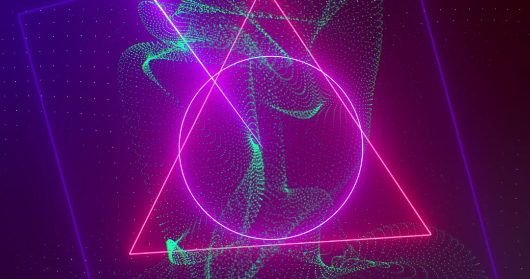 Neon Shapes Overlay with Vibrant Green Waves