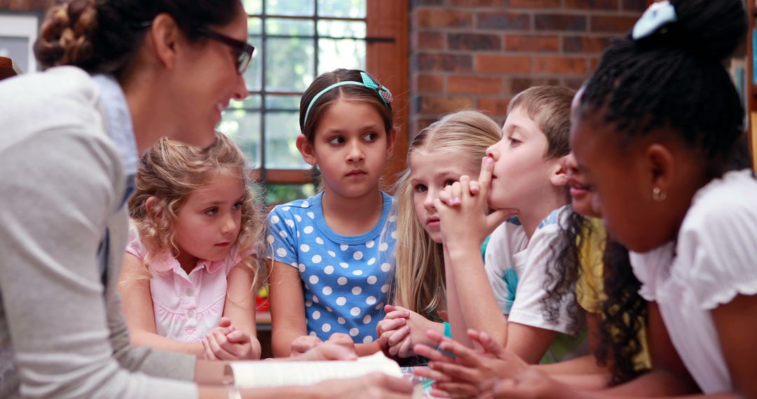 Group of Diverse Children Listening to Teacher - Free Images, Stock Photos and Pictures on Pikwizard.com