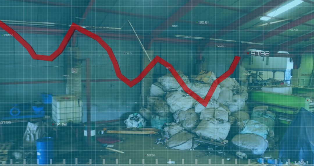 Blend of Declining Financial Graph Over Garbage Processing Facility
