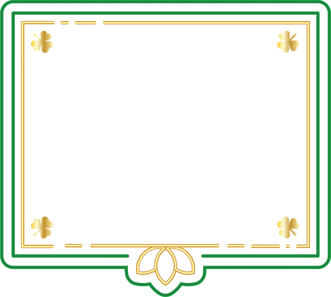 Elegant Green and Golden Frame with Copy Space Transparent Background