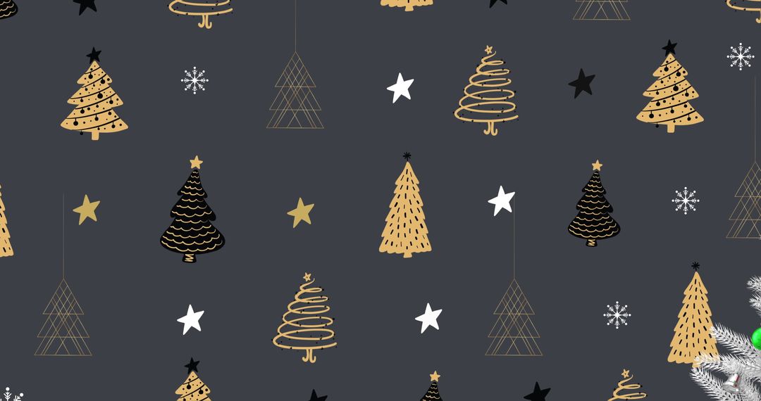 Festive Christmas Tree Pattern with Stars and Snowflakes
