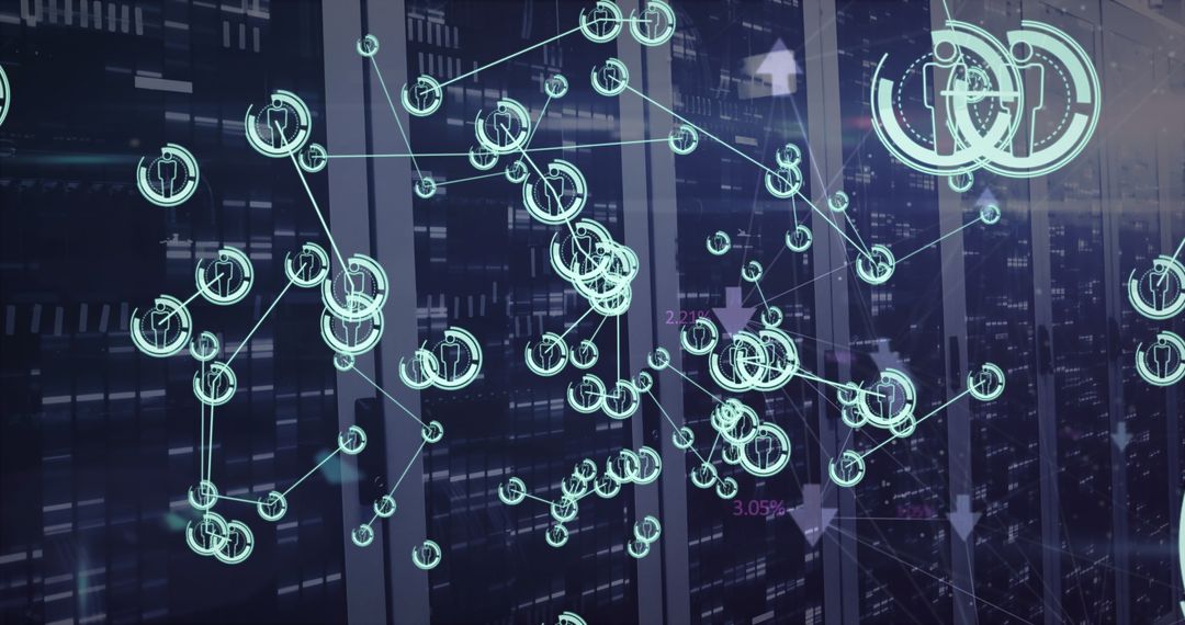 Futuristic Digital Network in a Server Room
