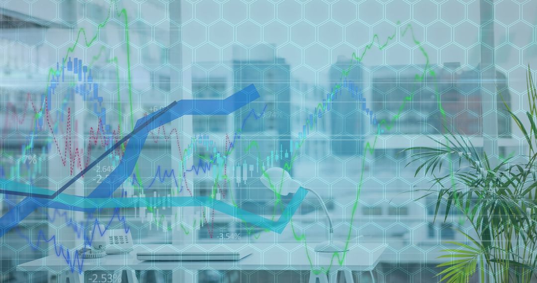 Abstract Cityscape with Data Visualization Overlay