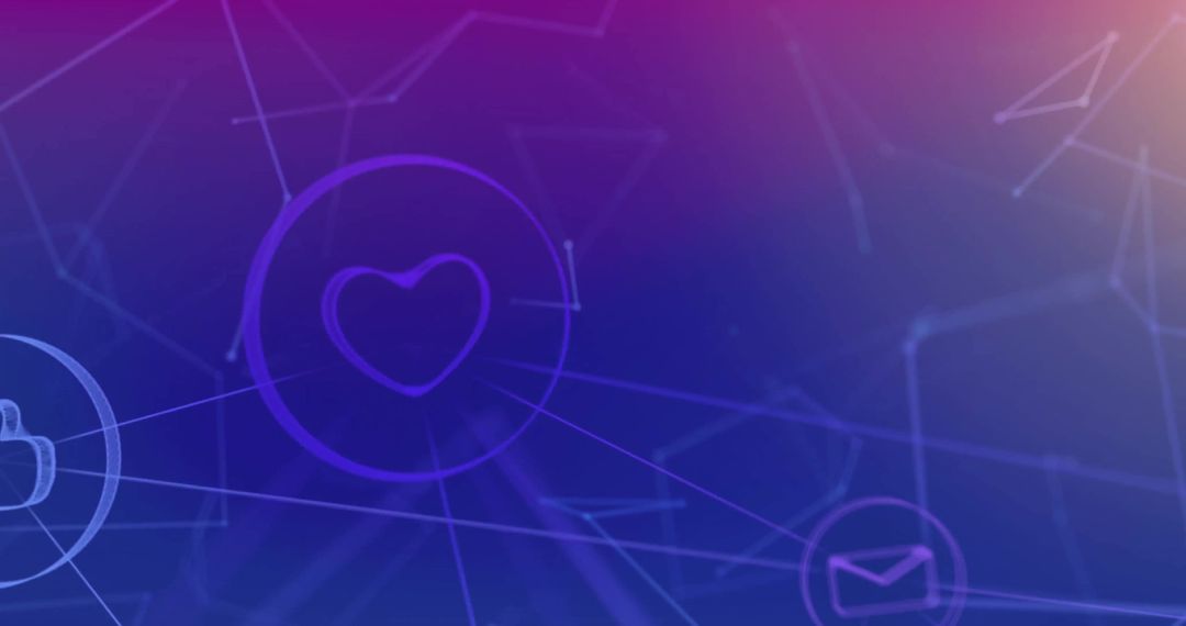 Abstract Digital Network with Heart and Communication Icons