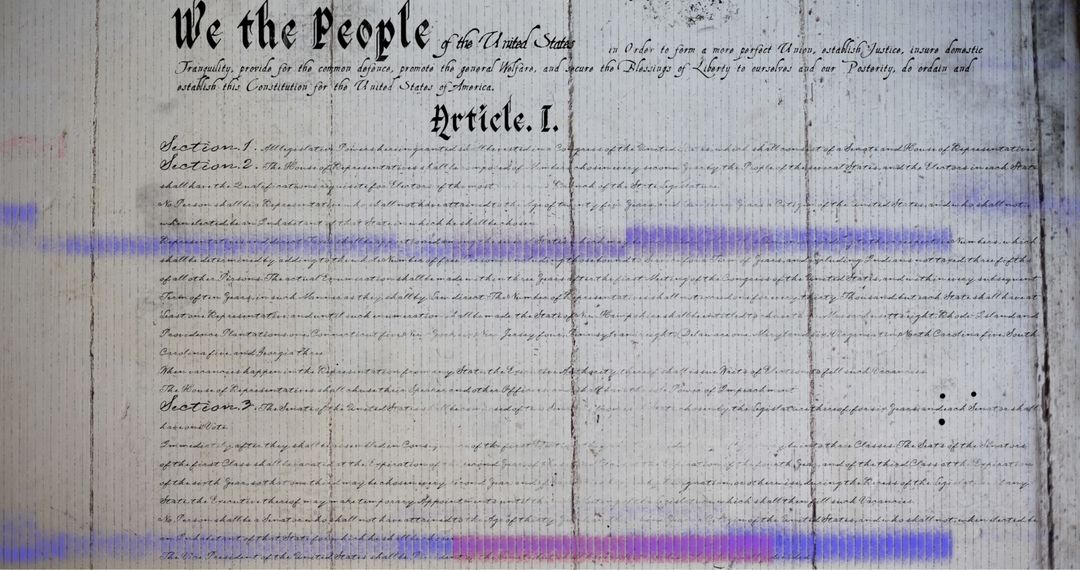 Historic Document with Digital Distortion Represents Modern Challenges