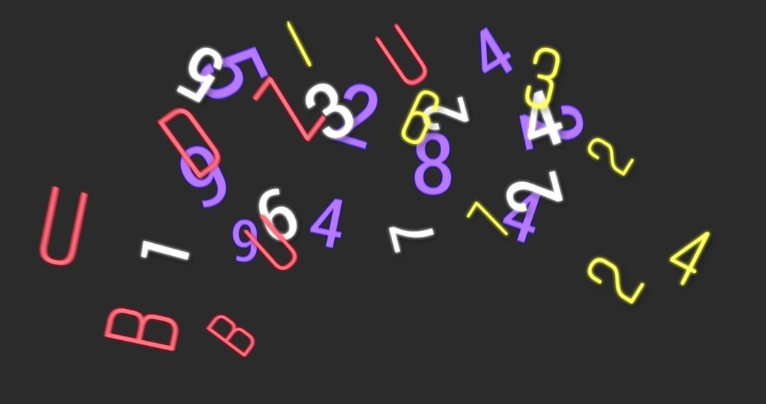 Floating Digital Numbers and Alphabets on Dark Background