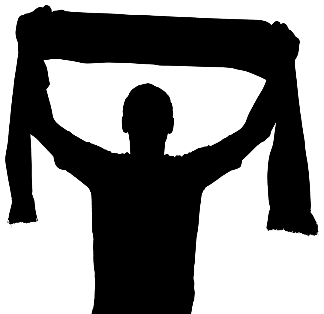 Silhouette of Man Holding Ribbon on Transparent Background