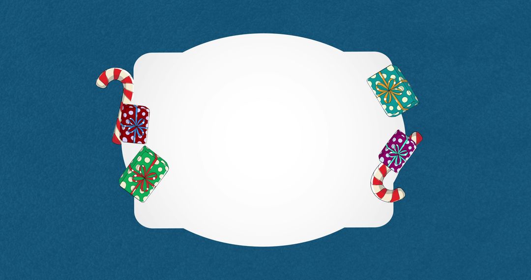 Christmas Candy Canes and Presents with Copy Space