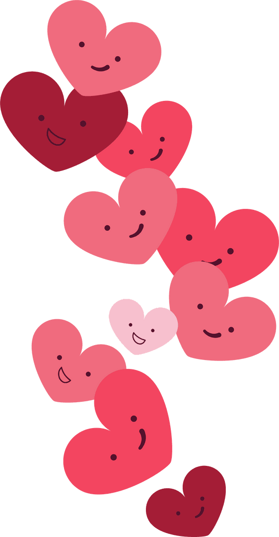 Smiling Heart Icons on Transparent Background Playful Design