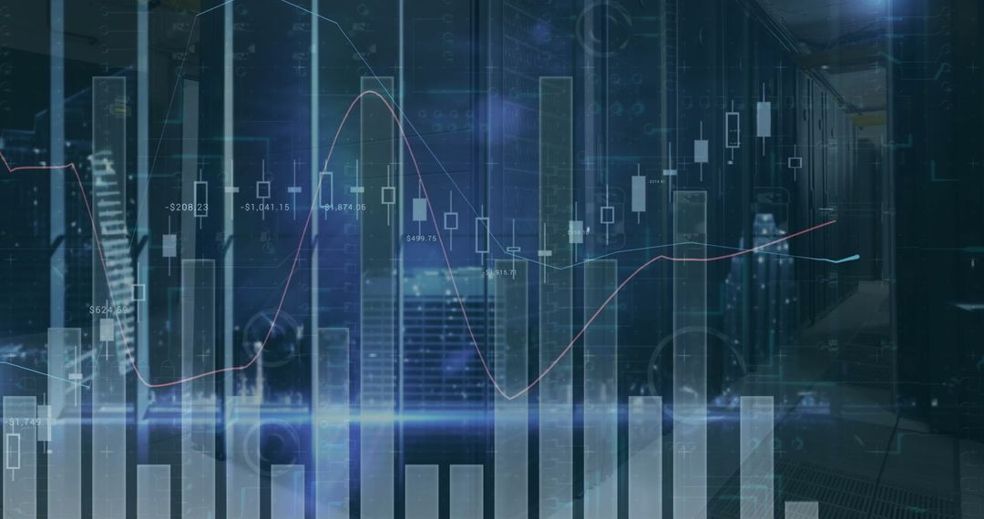Financial Data Analytics Overlapping Modern Cityscape