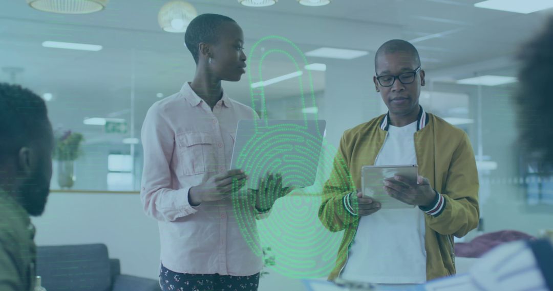 Collaborative Coworkers Discussing Digital Security Strategies