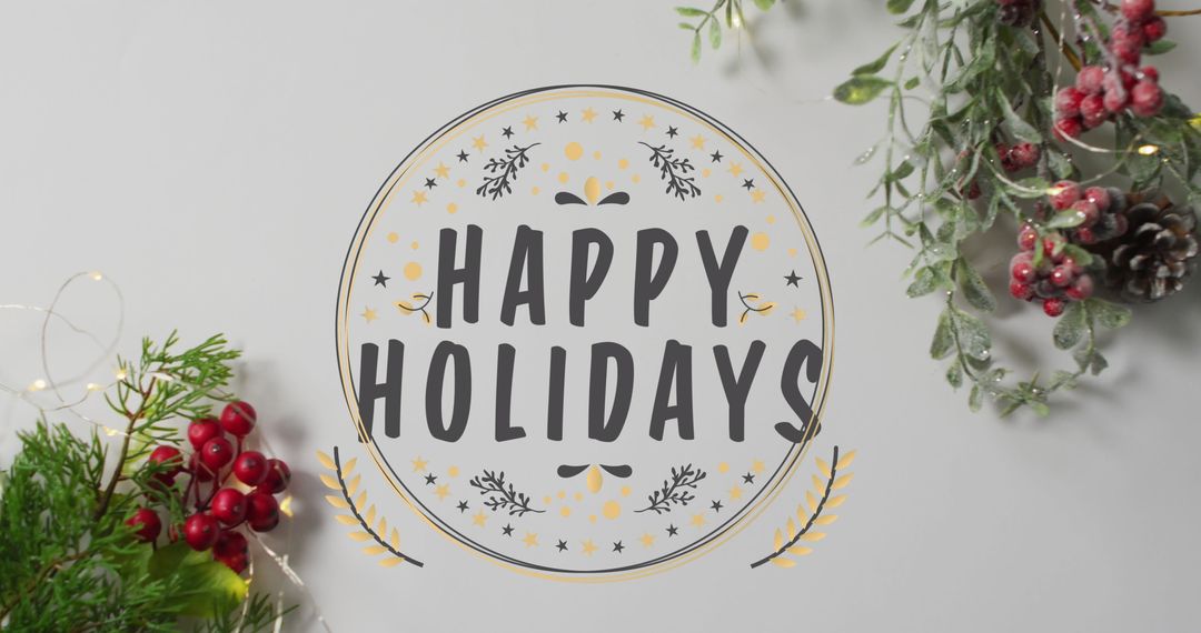 Happy Holidays Greeting with Festive Wreath