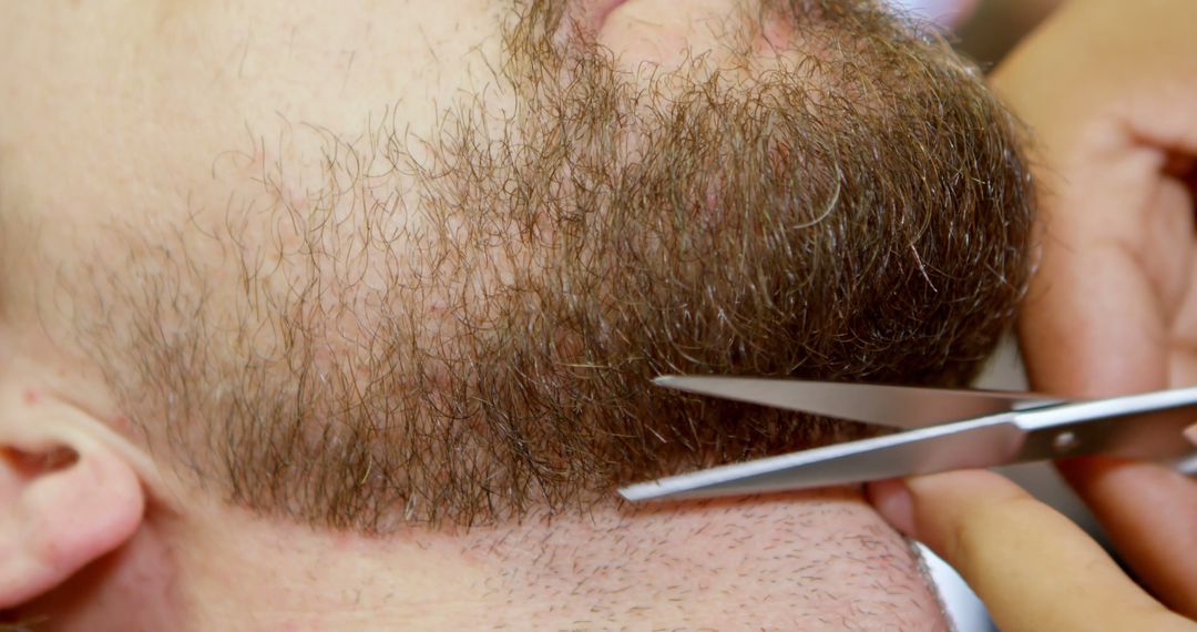 Barber Trimming Beard with Scissors - Free Images, Stock Photos and Pictures on Pikwizard.com