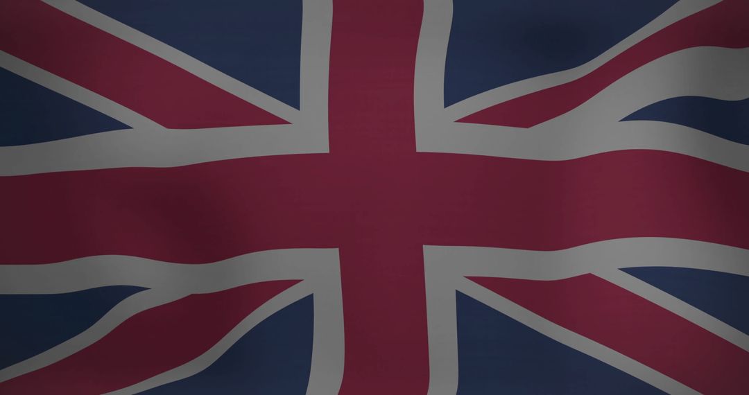 Fluttering Union Jack with Gentle Folds and Shadows