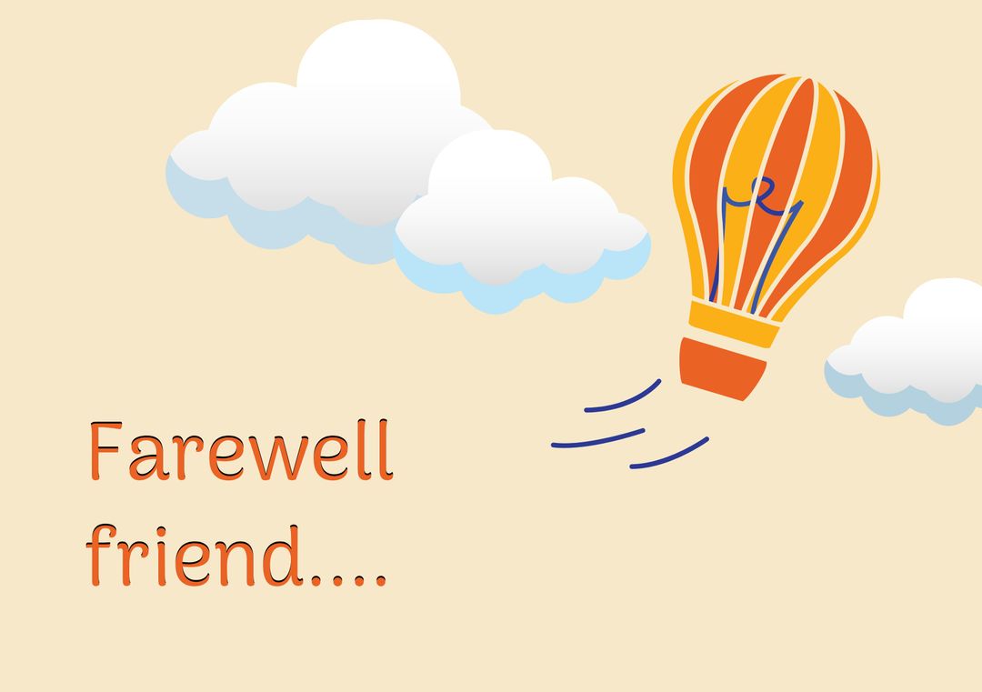 Farewell Friend Card with Hot Air Balloon and Clouds - Download Free Stock Templates Pikwizard.com