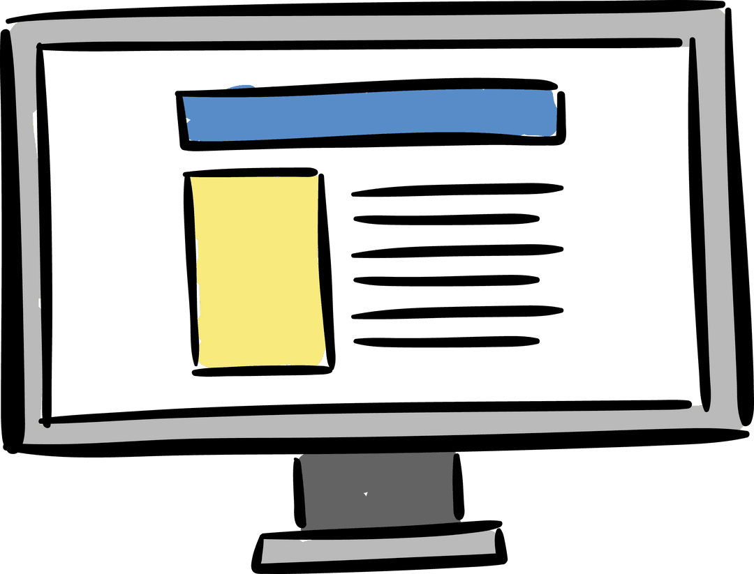Minimalist Computer Monitor Digital Illustration with Transparent Elements