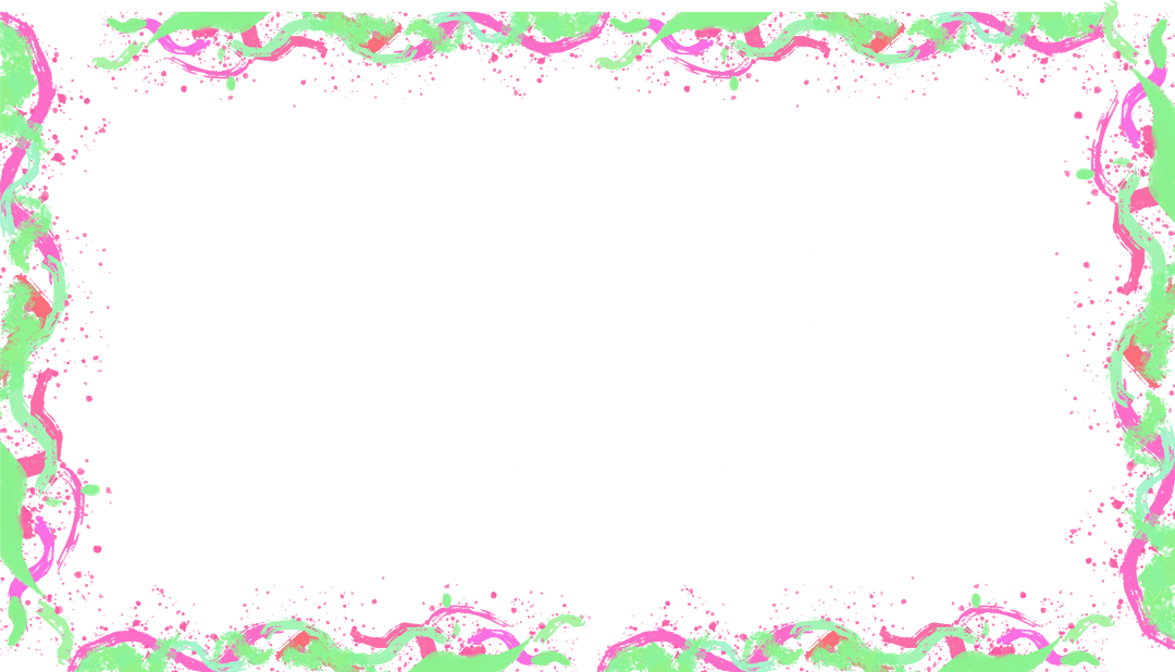 Transparent Background with Neon Green Pink Graffiti Splatter Border