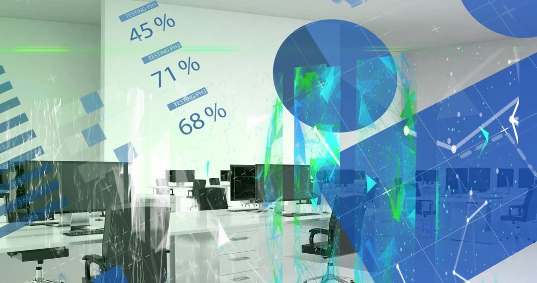 Digital Data Visualization Overlay on Office Workspace