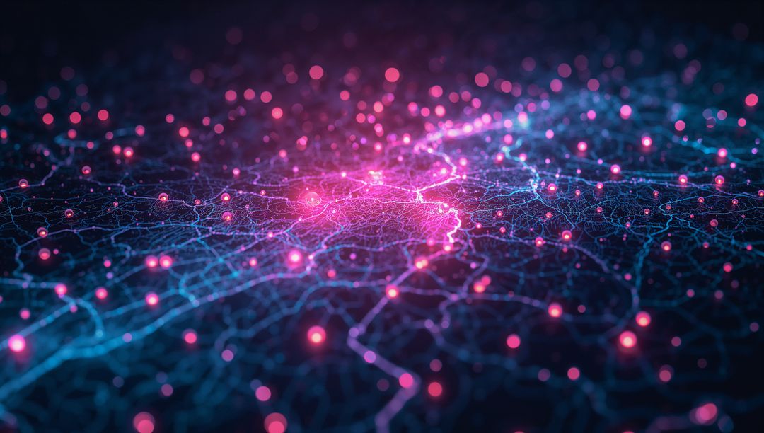 Glowing Network Pathways Pumping Digital Magic