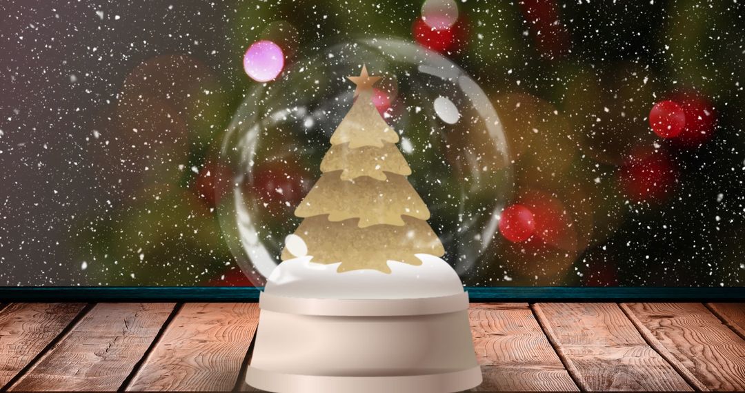 Festive Snow Globe with Christmas Tree and Falling Snow - Free Images, Stock Photos and Pictures on Pikwizard.com