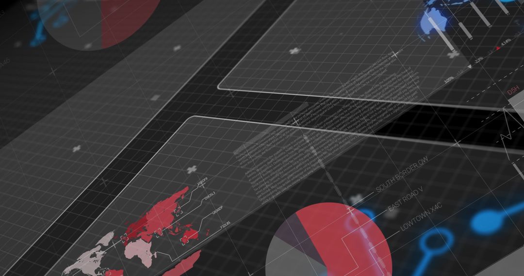 Futuristic Data Visualization Dashboard with World Map and Graphs