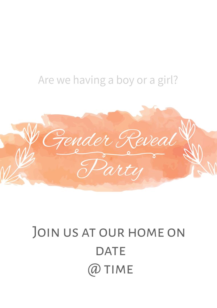 Gender Reveal Party Invitation with Watercolor Accents