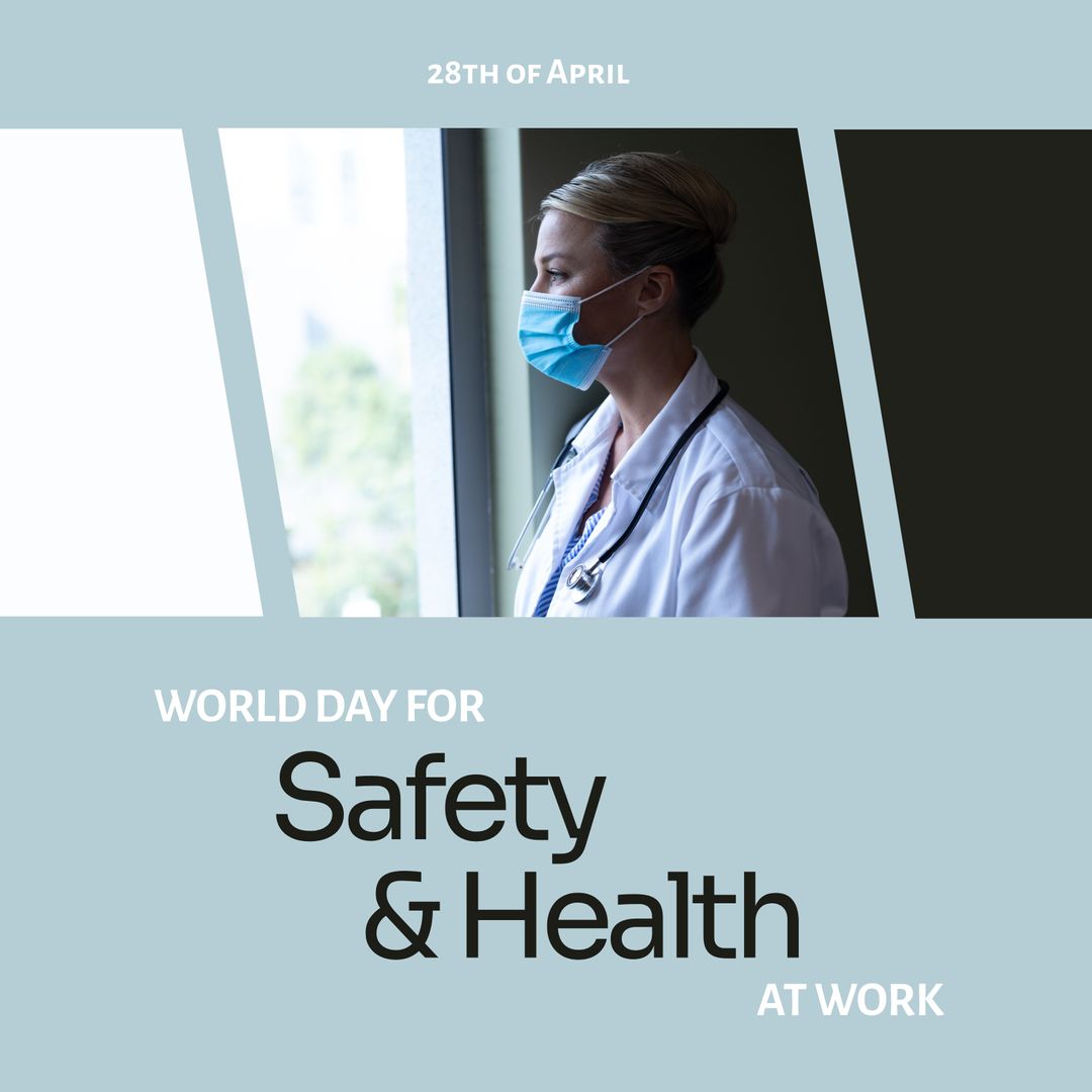 Caucasian Female Doctor Observing World Day for Safety and Health at Work - Download Free Stock Templates Pikwizard.com