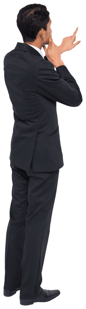 Businessman Pointing in Suit on Transparent Background Vector