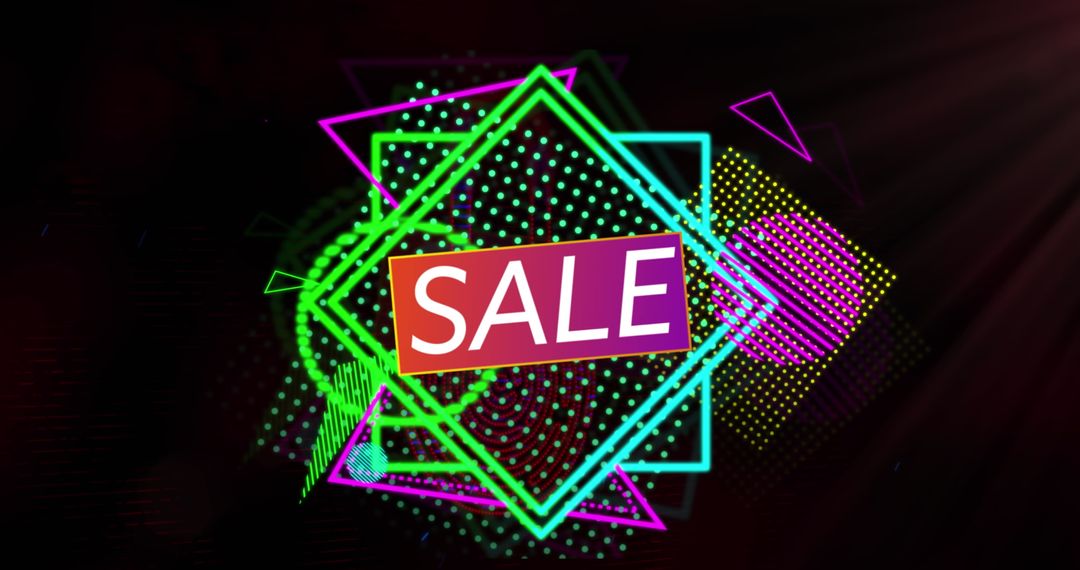 Neon Flash Sale Advertisement with Geometric Shapes