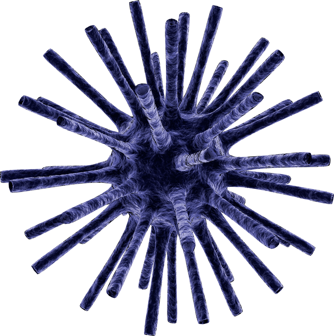 Transparent 3D Blue Virus Cell Illustrating Infection Concept