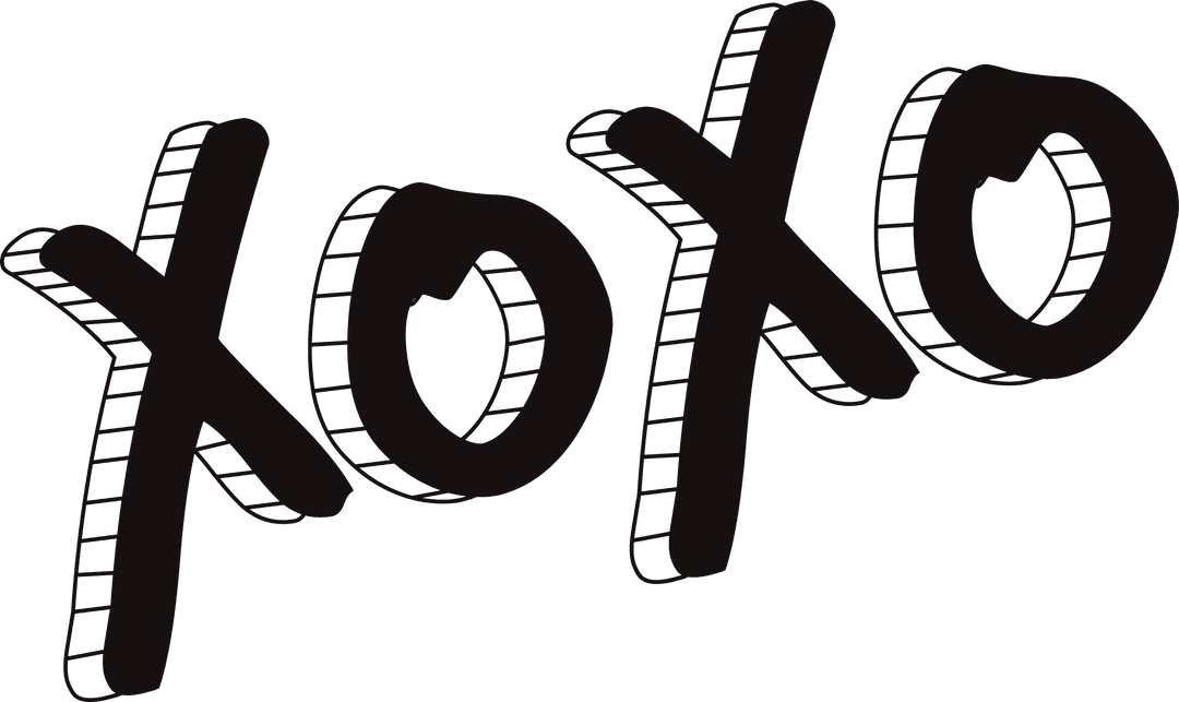 Transparent Ribbed 3D XOXO Minimalist Design on Clear Background