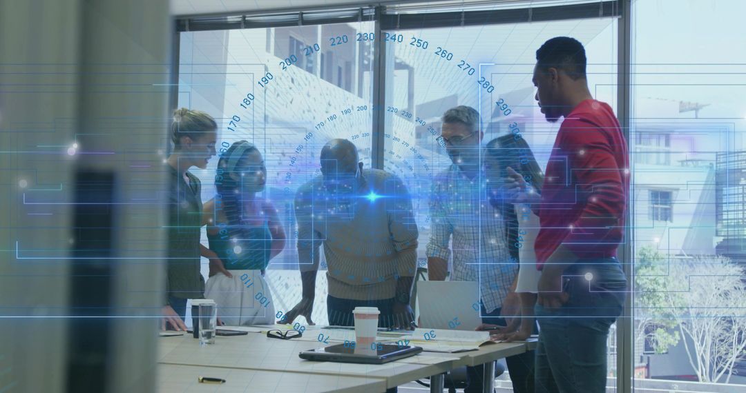 Modern Team Collaboration with Digital Technology in Office Environment