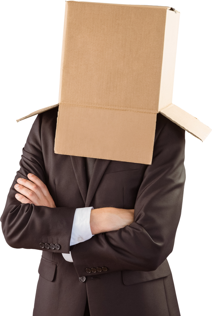 Anonymous Businessman Wearing Cardboard Box Looking Confident - Download Free Stock Images Pikwizard.com