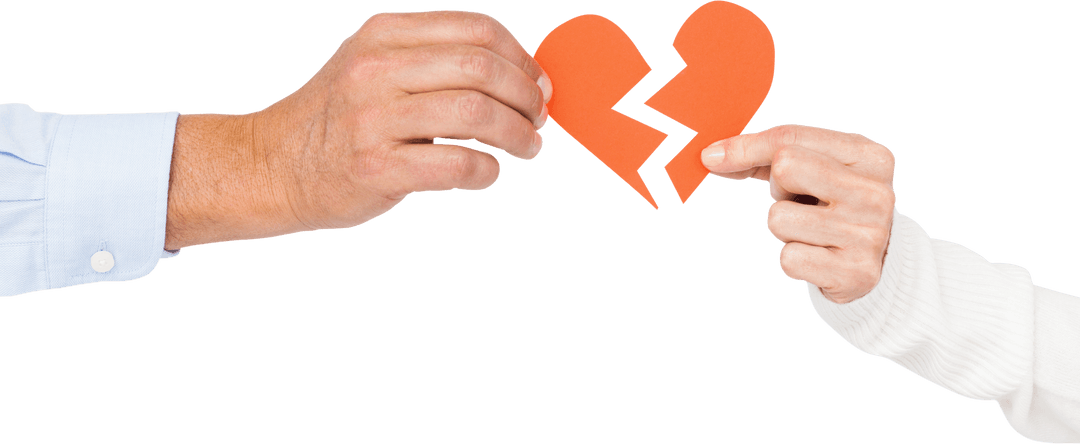 Hands Holding Transparent Broken Heart Symbolizing Relationship Issues