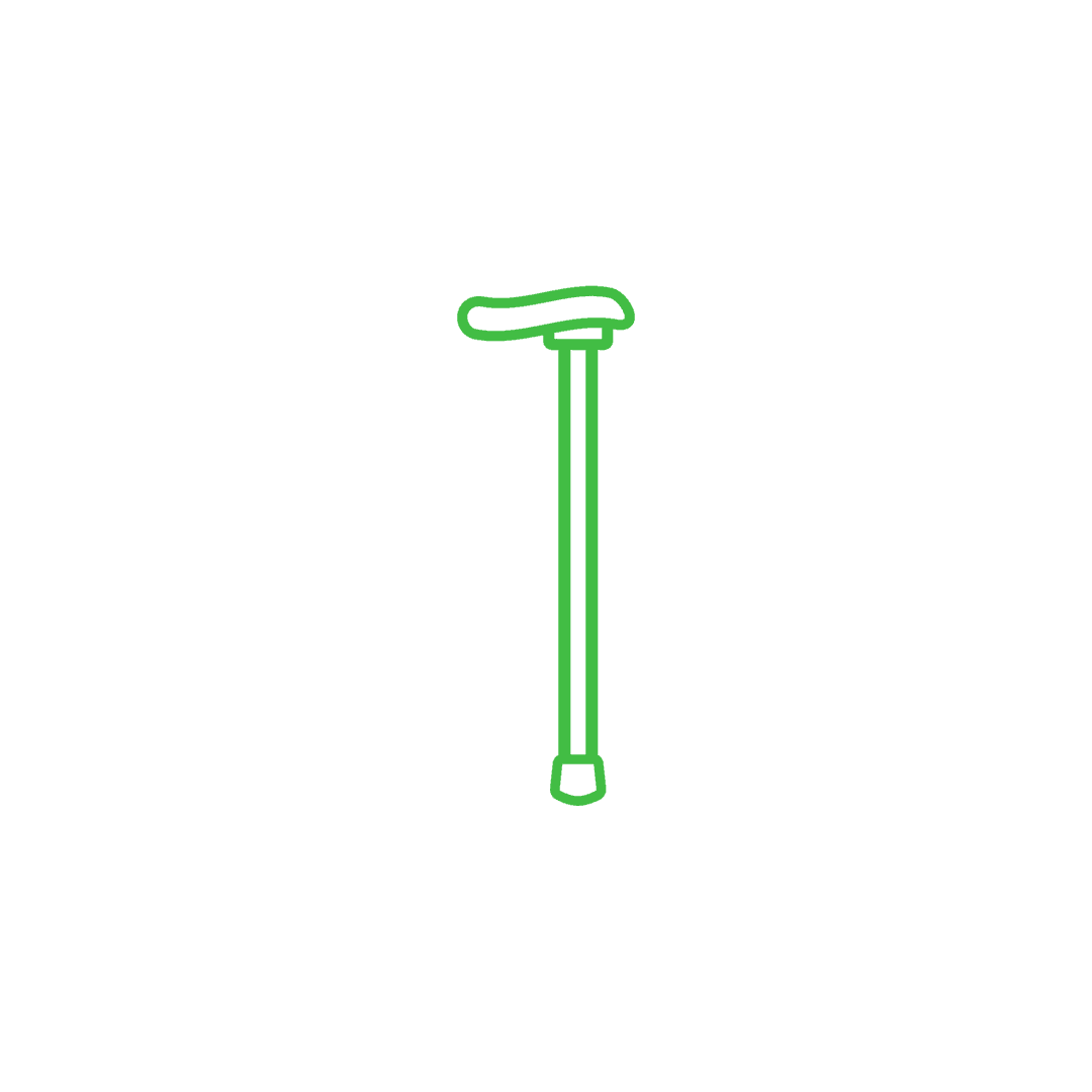 Line Art Walking Cane on Transparent Background with Curved Handle