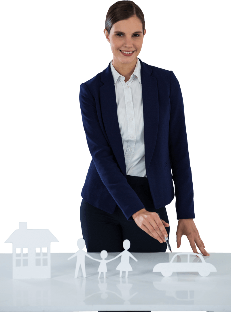 Professional Woman with Transparent Business Concepts