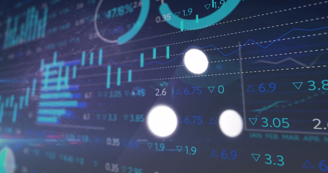 Futuristic Digital Interface with Analytics and Data Visualization