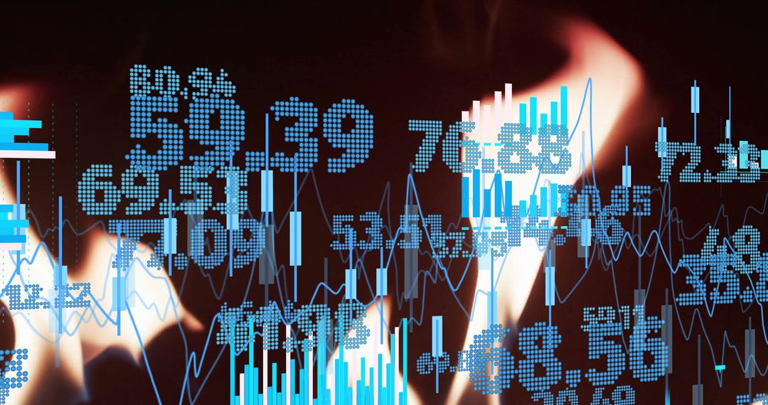 Dynamic Financial Data Superimposed Over Flames