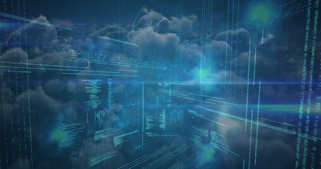 Futuristic Cloud Technology Network with Digital Code