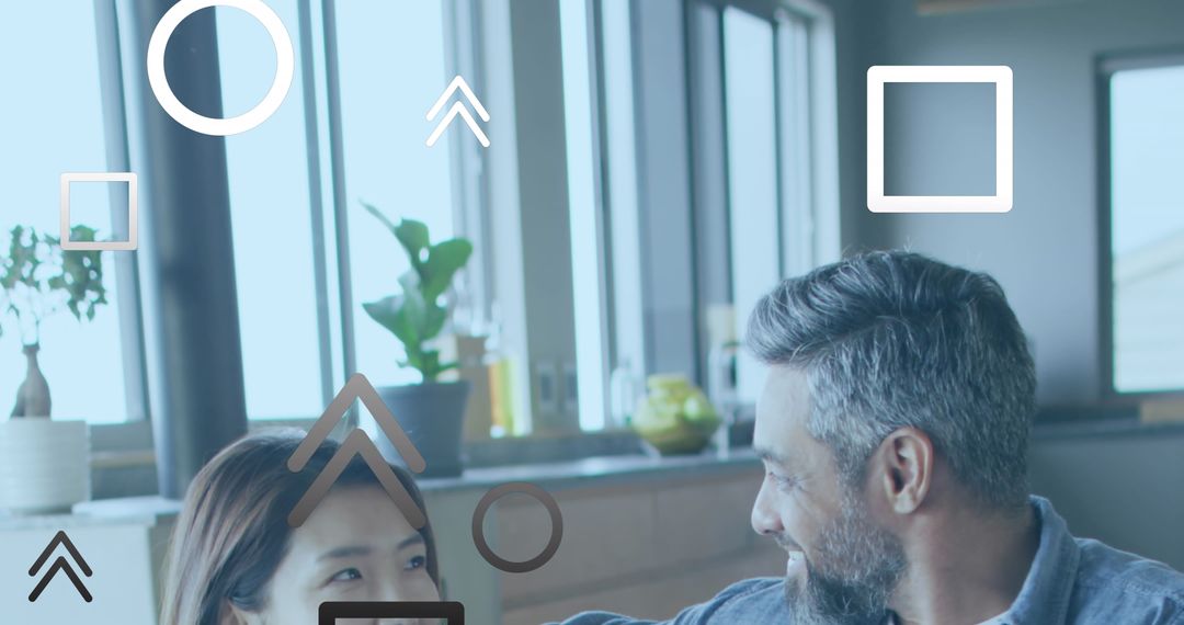 Biracial Couple with Abstract Shapes Concept