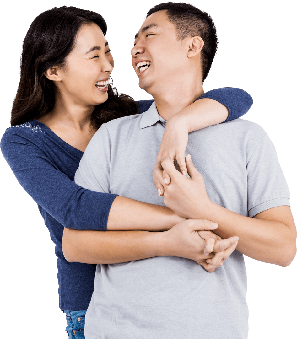 Loving Couple Embracing on Transparent Background